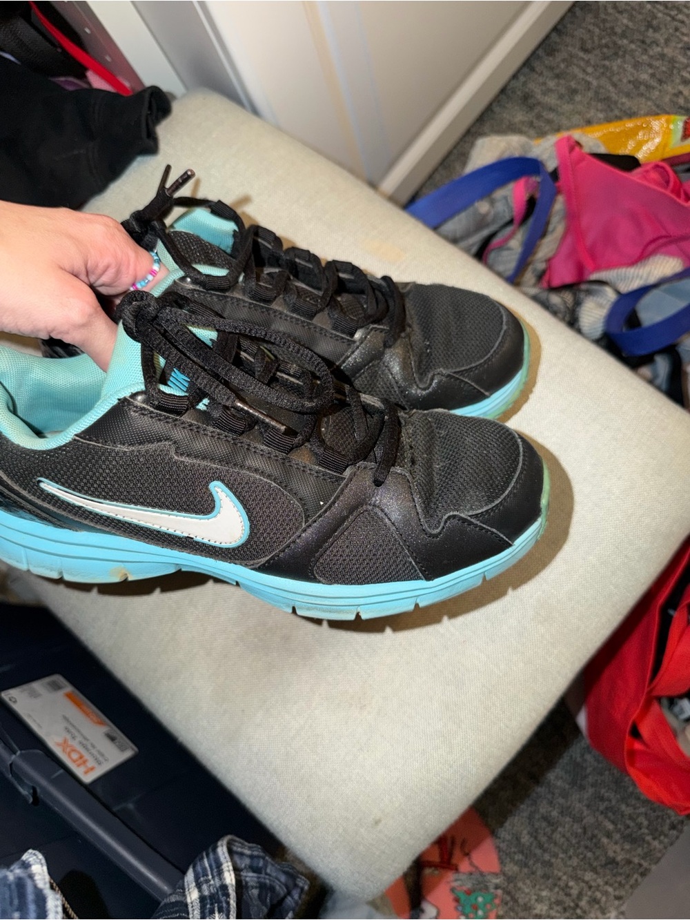 Nike Black and Aqua Low-Top Sneakers